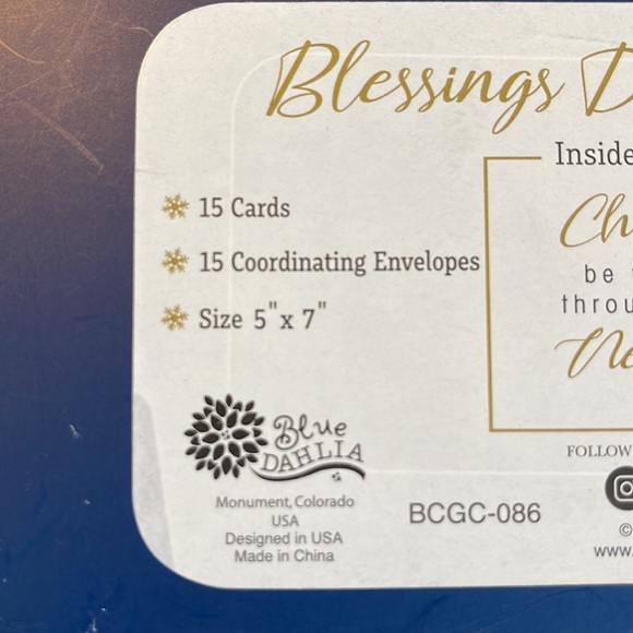 UNOPENED BOXED HOLIDAY CARDS - SET OF 15 CARDS & ENVELOPES "CHRISTMAS BLESSINGS" - Picture 2 of 8
